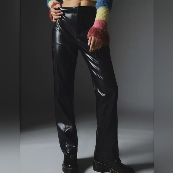 Urban Outfitters Silence + Noise Sydney Faux Leather Moto Pants in Black NWT - Picture 5 of 13